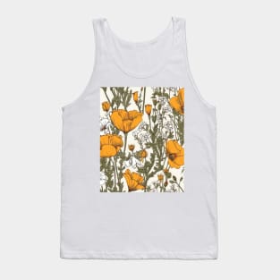 California Poppy Flower Pattern - Wildflower Illustration Tank Top